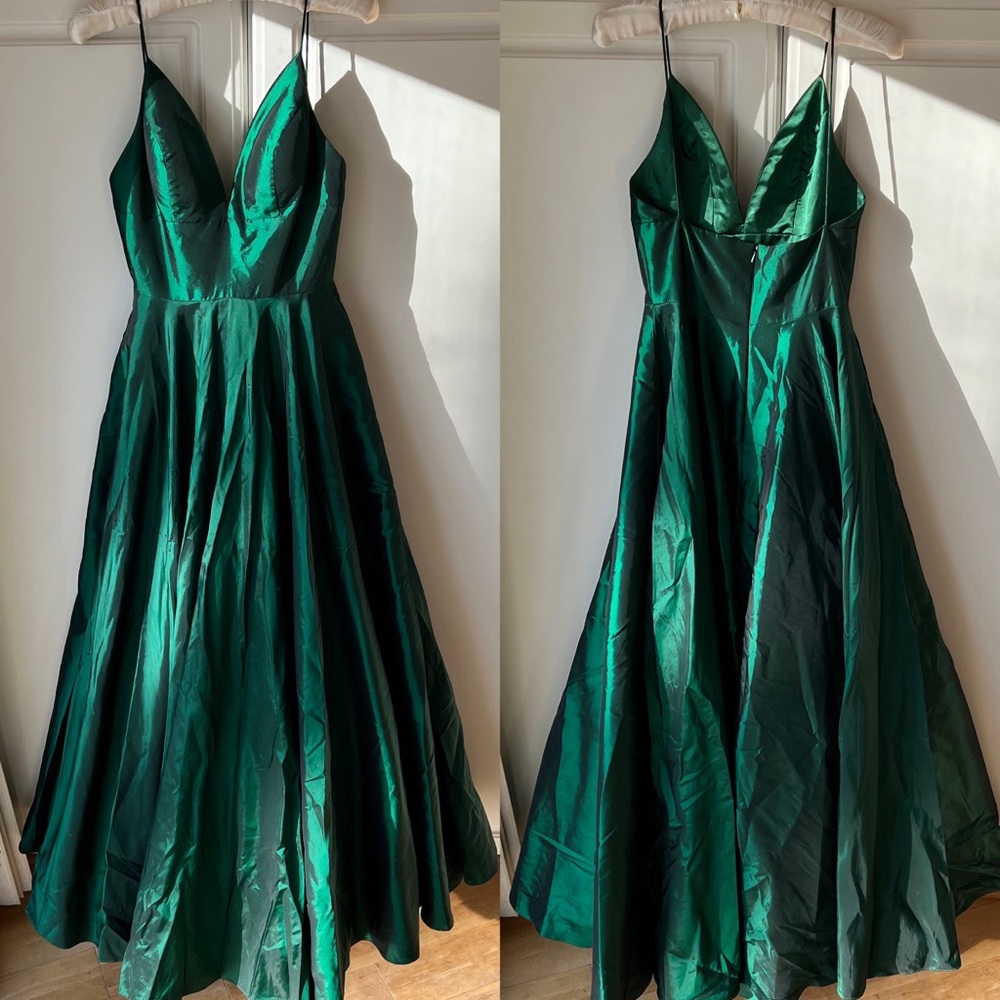 Sherri Hill Green Emerald Prom Dress - Picture 3 of 14